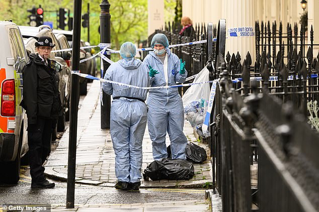 Police are at the scene in Stanhope Place, in London's upscale Bayswater area, near Hyde Park, after a woman was found with fatal knife wounds on Monday.
