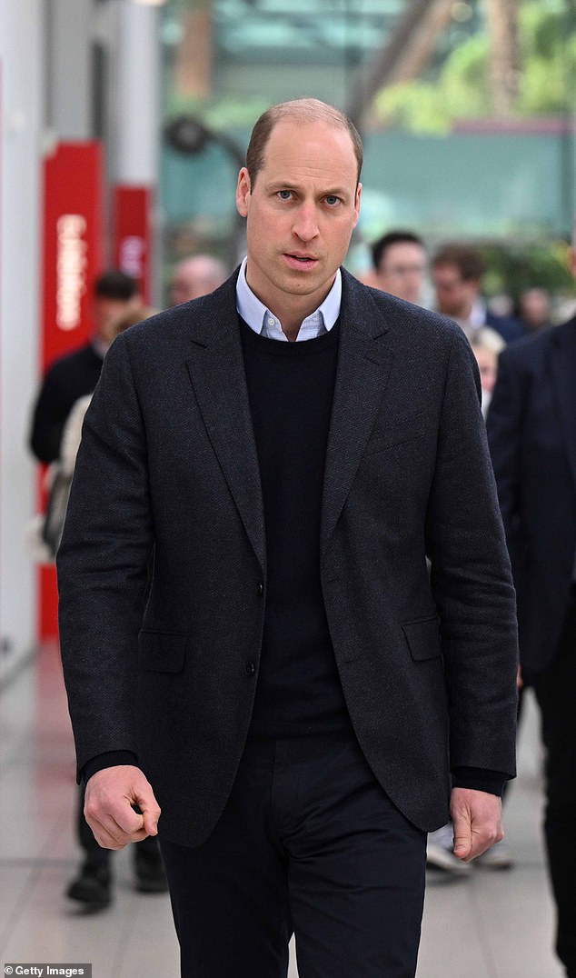 Prince William, now Prince of Wales, (pictured in March) controls the estate and his £345 million property portfolio, which includes 128,000 acres of land, after inheriting it.