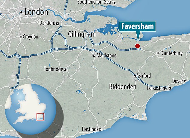 Faversham is located in Kent, in the south-east of England, about ten miles from Canterbury.