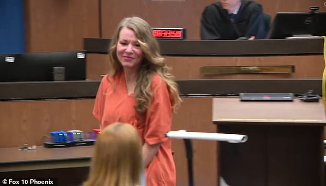 At her court appearance in February, Vallow was seen wearing blush and lipstick with curly, dyed blonde hair as she greeted the judge and her attorney.