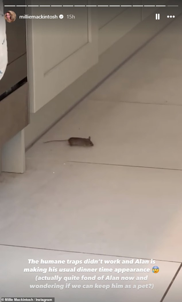 The former Made In Chelsea star, 34, took to Instagram on Wednesday to reveal that a rodent he named 'Alan' turned up at his house at dinnertime.