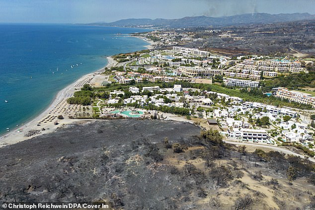 The extent of the damage caused by the forest fires in Kiotari, Rhodes, Greece