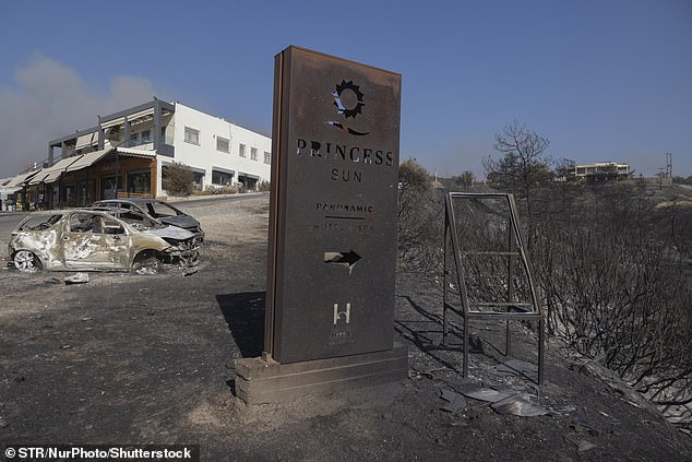 The four-star Princess Sun hotel is seen last July following the destructive wildfires in Greece