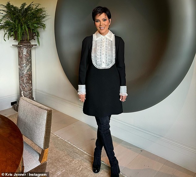 Keeping Up With The Kardashians star and producer Kris seen in a dress and boots on Wednesday