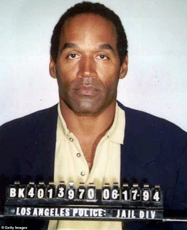 Simpson appears in a mugshot following his arrest in Los Angeles, California in 1994.