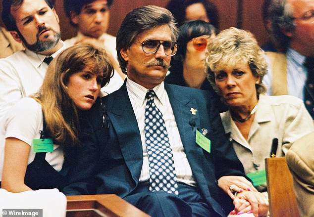 Fred Goldman, father of Ronald Goldman and his daughter Kim and his wife Patty listen during the OJ Simpson hearing on July 7, 1994.