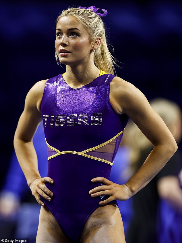 The 21-year-old social media personality scored a 9.90 on floor exercises at an LSU meet recently.