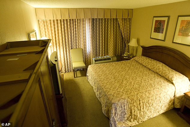 On September 13, 2007, a group of thieves, led by the disgraced football player, entered a room at the Palace Station Hotel in Las Vegas and stole sports memorabilia from Bruce Fromong and other dealers. (pictured: Room 1203 where the robbery occurred)