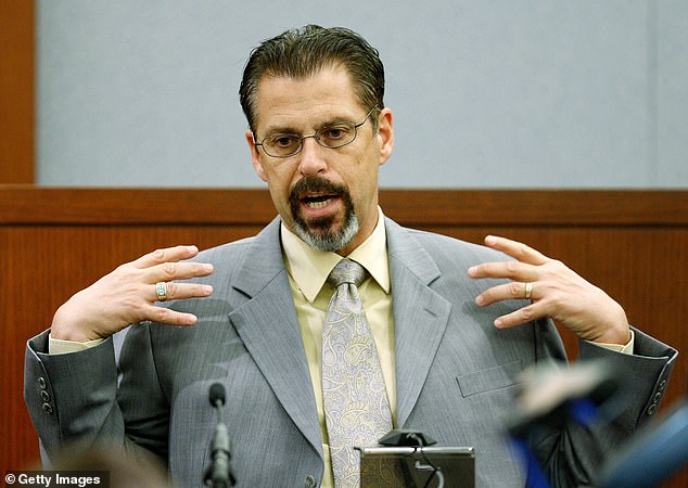 Ten years after the robbery, Bruce Fromong said he had long forgiven Simpson for what he did. (pictured: Fromong testifying during Simpson's preliminary hearing in 2007)