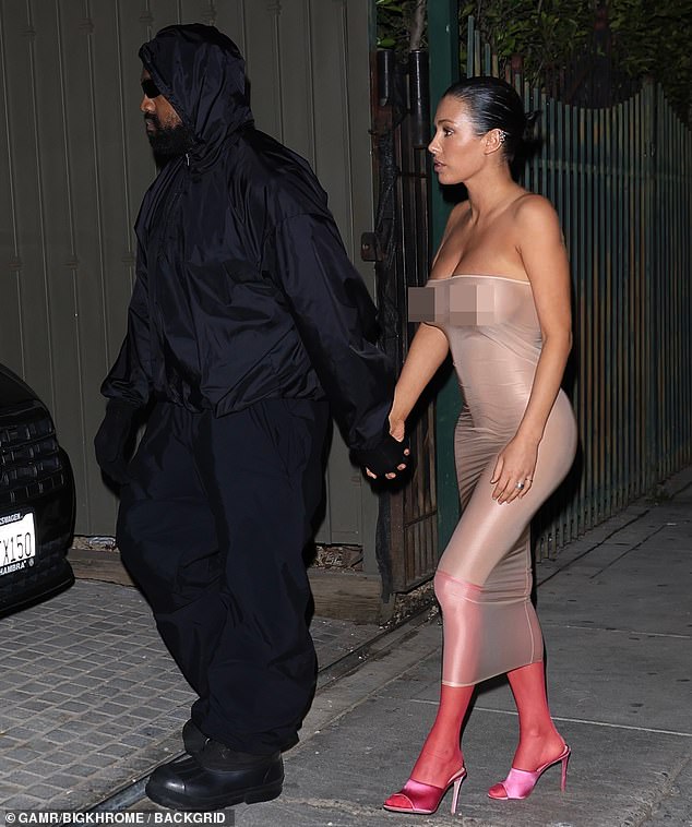 Kanye West continues to parade his hostage/wife Bianca Censori dressed as a XXX-rated ruffian.