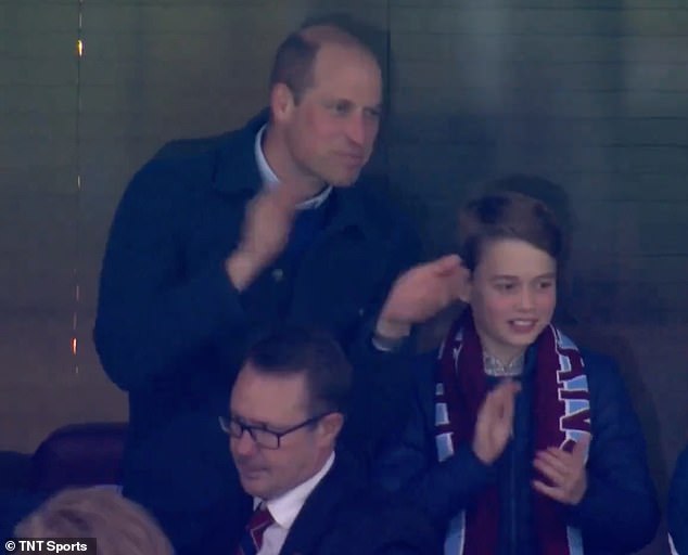 William, an avid Villa fan, enjoyed some father-son bonding time with George on Thursday.