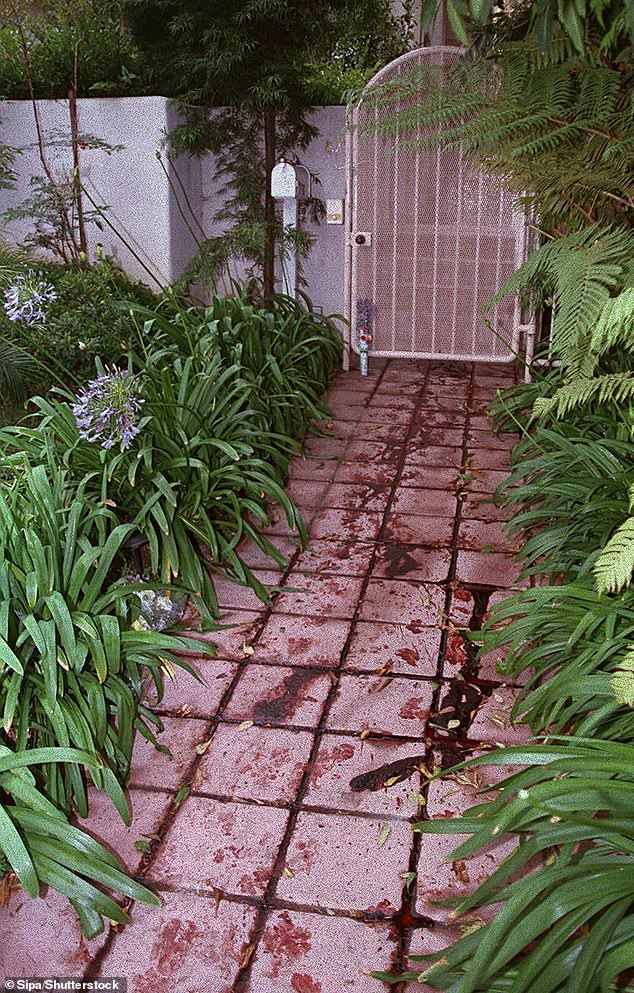 The trail of blood where the bodies of Nicole Brown and Ron Goldman were discovered