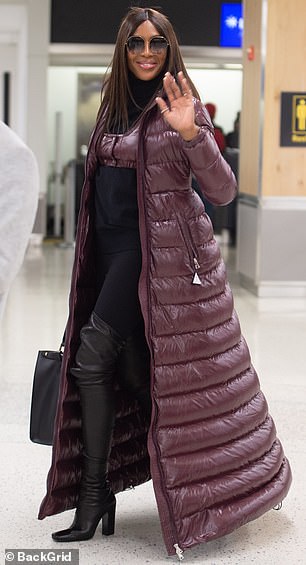 Store opening: Naomi Campbell in a Moncler quilted jacket