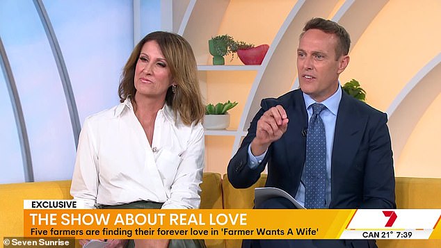 Tensions became obvious when the former breakfast TV presenter, who left Sunrise in 2021, sat opposite co-presenters Matt Shirvington (right) and her rival successor Natalie Barr (left) to promote Famer's upcoming Channel Seven series Wants A Wife.