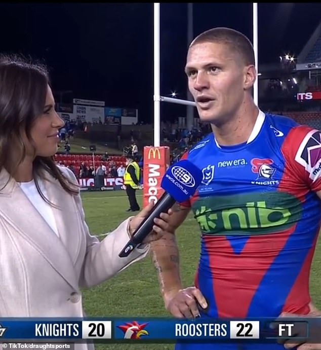 Speaking after the game to Channel Nine's Danika Mason, the Knights captain made a misstep for good.