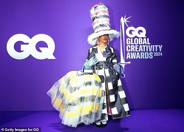 The Grammy winner, 53, turned heads in a unique ensemble during the red carpet event held in New York City on Thursday.