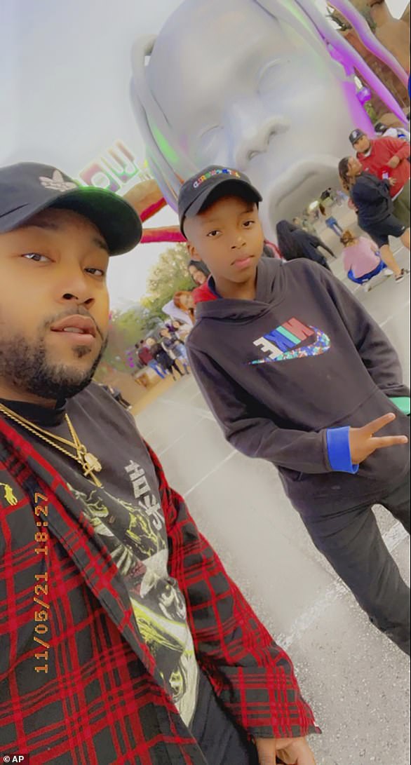 Ezra Blount (right) and his father, Treston Blount (left), pictured in Astroworld.