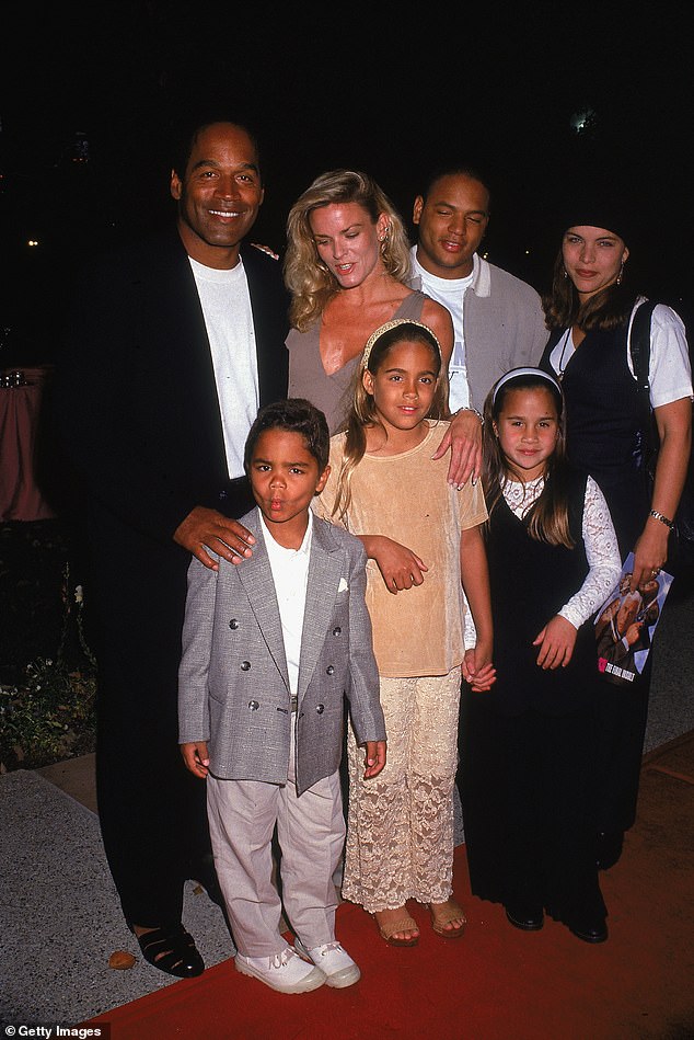 OJ Simpson photographed with his ex-wife Nicole and their blended family at the premiere of Naked Gun 33 1/3 in 1994, just three months before his murder.