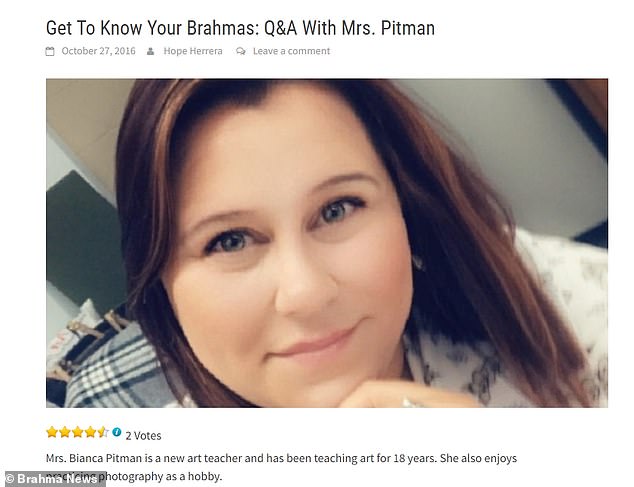 Pitman worked at San Antonio's MacArthur High School as an art teacher, where she gave a question-and-answer interview to its online newspaper when she joined.