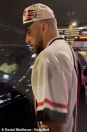 Travis Kelce leaves Uncle Woody's outside Cincinnati campus after live podcast