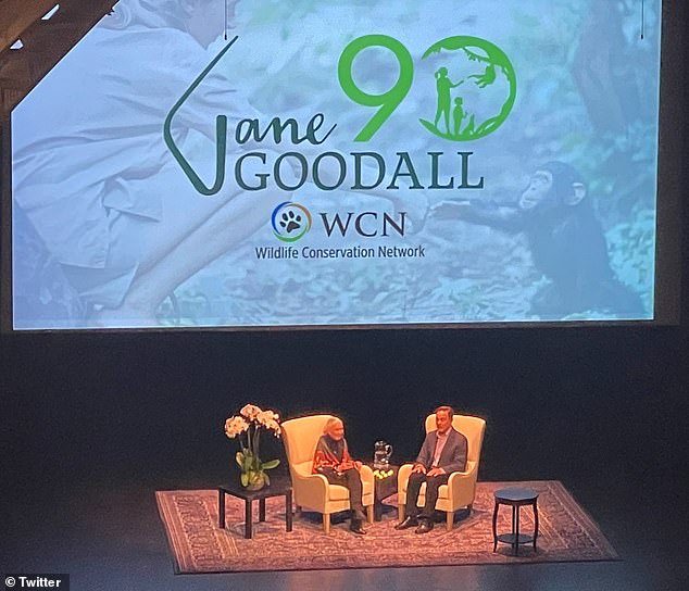 The March 24 event, presented by Wildlife Conservation Network, was billed as a stop on nonagenarian Jane Goodall's '90th birthday tour.'