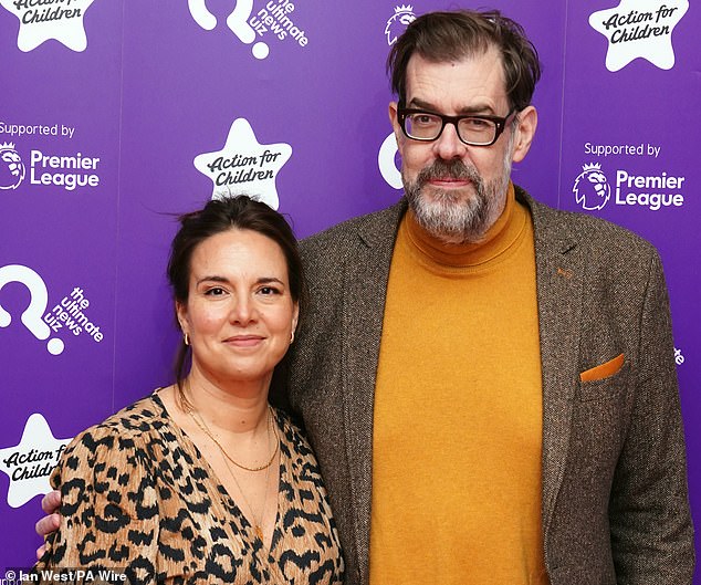 Bestselling author Richard Osman, pictured with his wife Ingrid Oliver in London in February 2024, estimated that Prince Harry has already made £22 million ($27 million) from Spare.