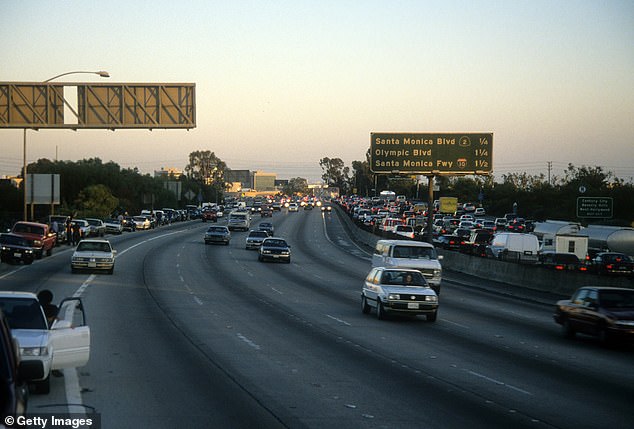 Police pursue the Ford Bronco driven by Al Cowlings and carrying OJ Simpson in June 1994.