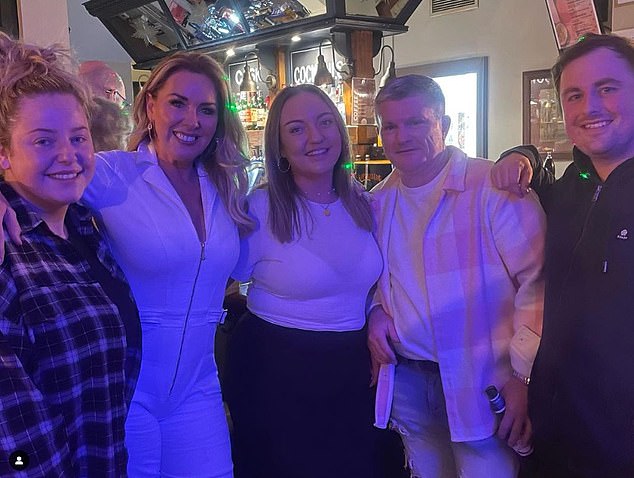 Two days earlier, a pub called The Crown Heaton Moor in Stockport shared an image of them on a night out with a group of friends (Claire second left, Ricky second right).