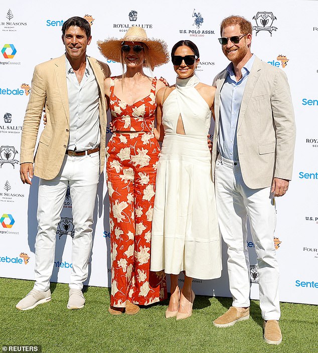 Harry and Meghan were joined at the event by Nacho, known as the 'David Beckham of polo', and his wife, Argentine socialite Delfina Blaquier.