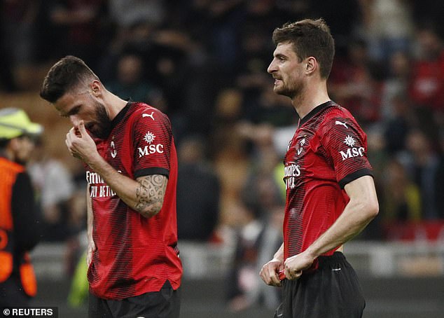 Milan were defeated by Roma at San Siro in the first leg of their quarterfinals.