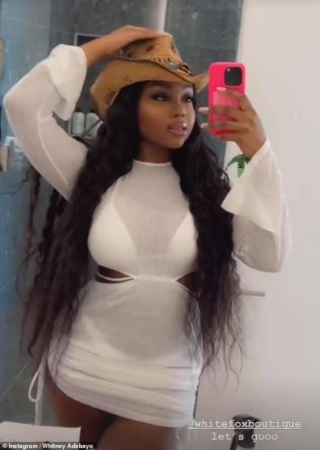 Whitney Adebayo showed off her amazing curves in her own sheer white mini dress which she documented for her followers.