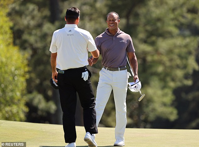 Woods and Jason Day were seen chatting during their round on Thursday afternoon.