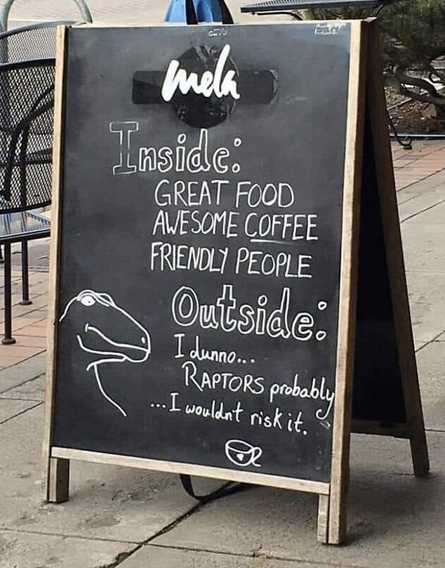 Let's get in!  A coffee shop in the US got very creative in trying to entice customers to come in and have a hot drink.