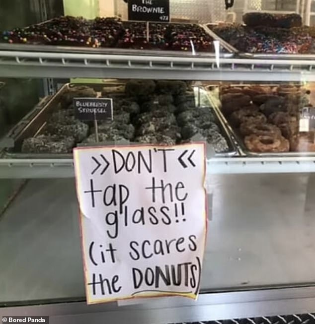 Donut zoo!  Meanwhile, this sign, seen in the US, stopped people in their tracks before giving them a giggle.