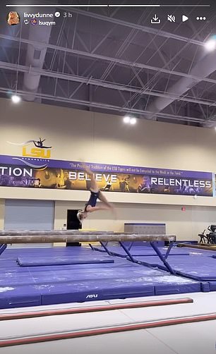 Dunne showed off her routine on the beam