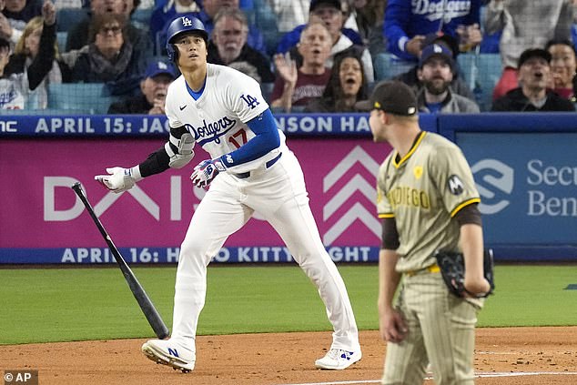 The $700 million superstar drove a high outside fastball 403 feet into the center field stands.