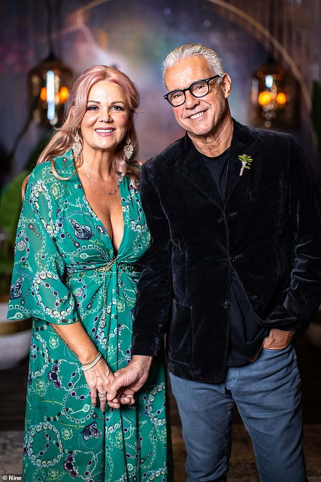 Richard, 62, revealed that cast members were banned from taking photos on their personal devices and were instead given production phones to take photos. Pictured with MAFS's wife, Andrea Thompson.