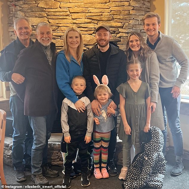 Elizabeth also spent the Easter holiday with her father and husband, and the mother of three shared a happy family photo on her Instagram account at the time.