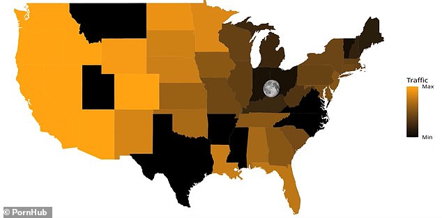 Pornhub Viewership Dropped as Moon Reached Totality in Every State (Pictured)