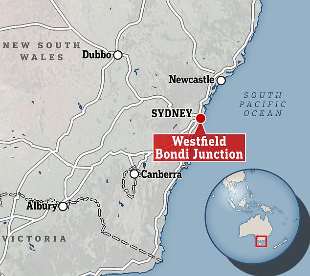 Map showing location of attack in Sydney