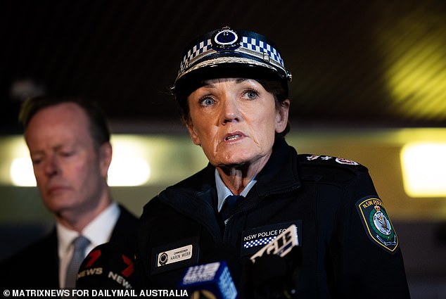 The incident has been ruled out as being related to terrorism. Pictured is New South Wales Police Commissioner Karen Webb addressing the media.