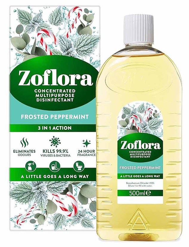 The determined mother moved on to the next phase of her cleaning regime, opting to scrub the entire washing machine drum with diluted Zoflora disinfectant.