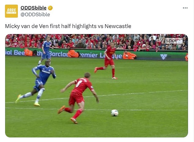 Some social media users compared Van de Ven's display to Steven Gerrard's infamous slip.