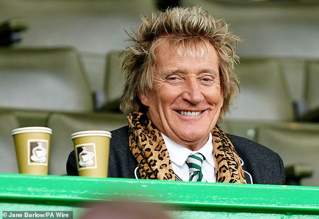 The music legend was in high spirits as he watched the club claim a 3-0 win over St Mirren, leaving them four points clear at the top of the Scottish Premiership.