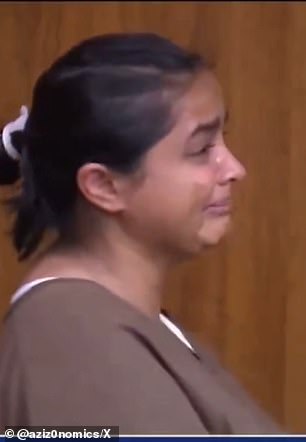 She was arrested and appeared in court Friday crying uncontrollably while being charged with 18 felonies.