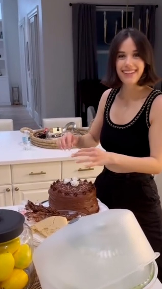 She was also seen decorating her birthday cake while her proud father filmed her.
