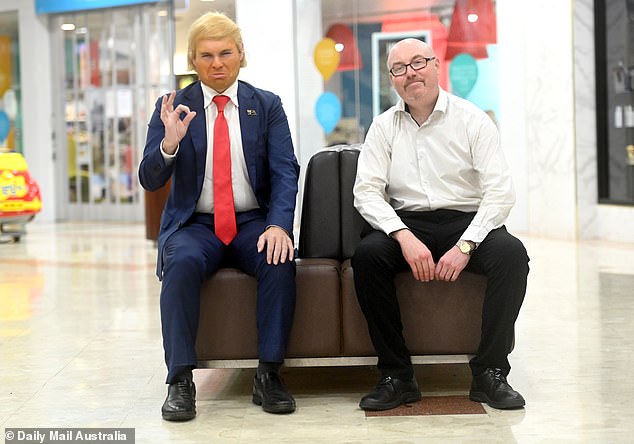Trump with a 'fan' in a Newcastle shopping center
