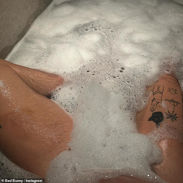 In February, the rapper shared a series of steamy snaps of himself enjoying a bath with carefully placed bubbles.