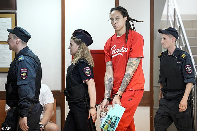 Griner was arrested at a Moscow airport and sentenced to nine years in prison.