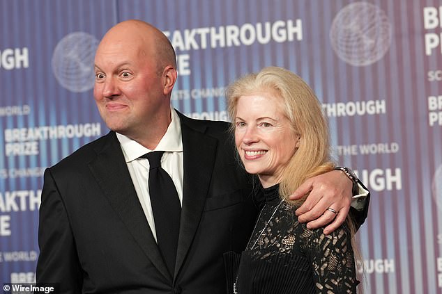 Marc Andreessen, who runs the influential Silicon Valley venture capital firm Andreessen Horowitz, attended the ceremony with his wife Laura Arrillaga-Andreesse.